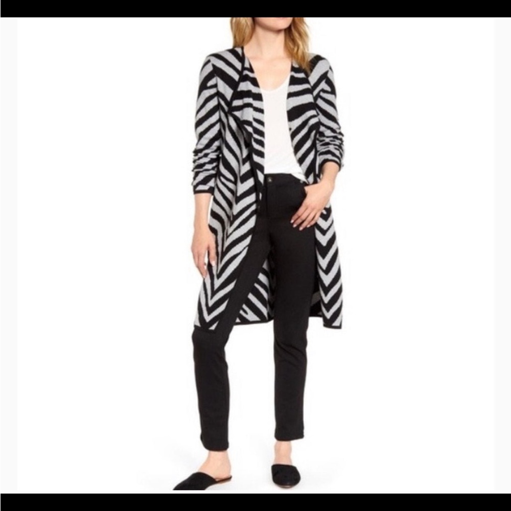 Vince Camuto Zebra Stripe Drape Cardigan